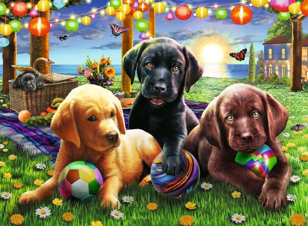 RAVENSBURGER Puzzle Psí piknik XXL 100 dílků - obrázek 2