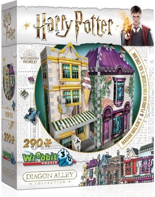 Wrebbit 3D puzzle Harry Potter: Madam Malkinová: Oděvy pro každou příležitost a Zmrzlinářství Florea - obrázek 1