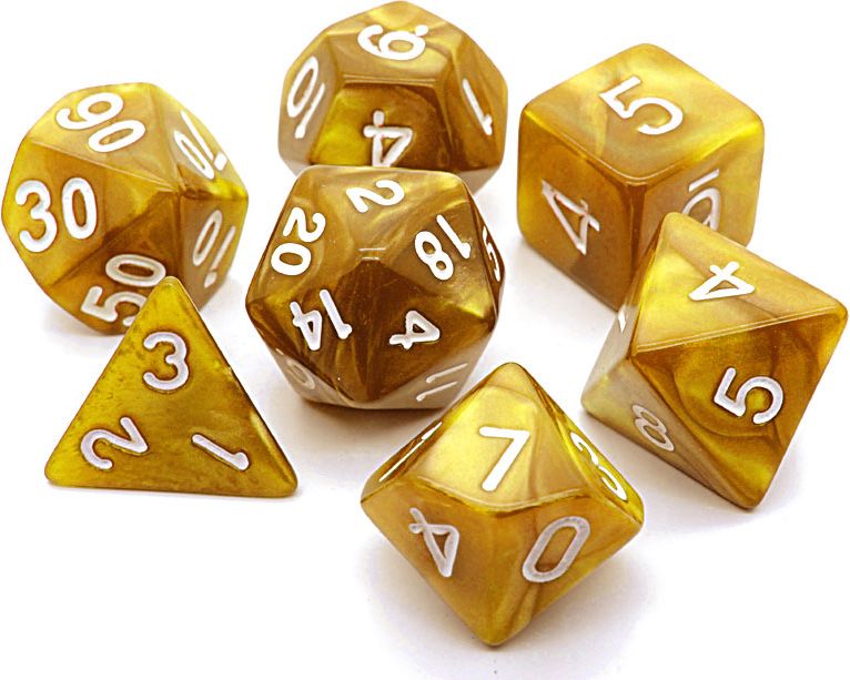 TLAMA games Sada 7 perleťových kostek pro RPG (9 barev) Barva: černá - obrázek 4