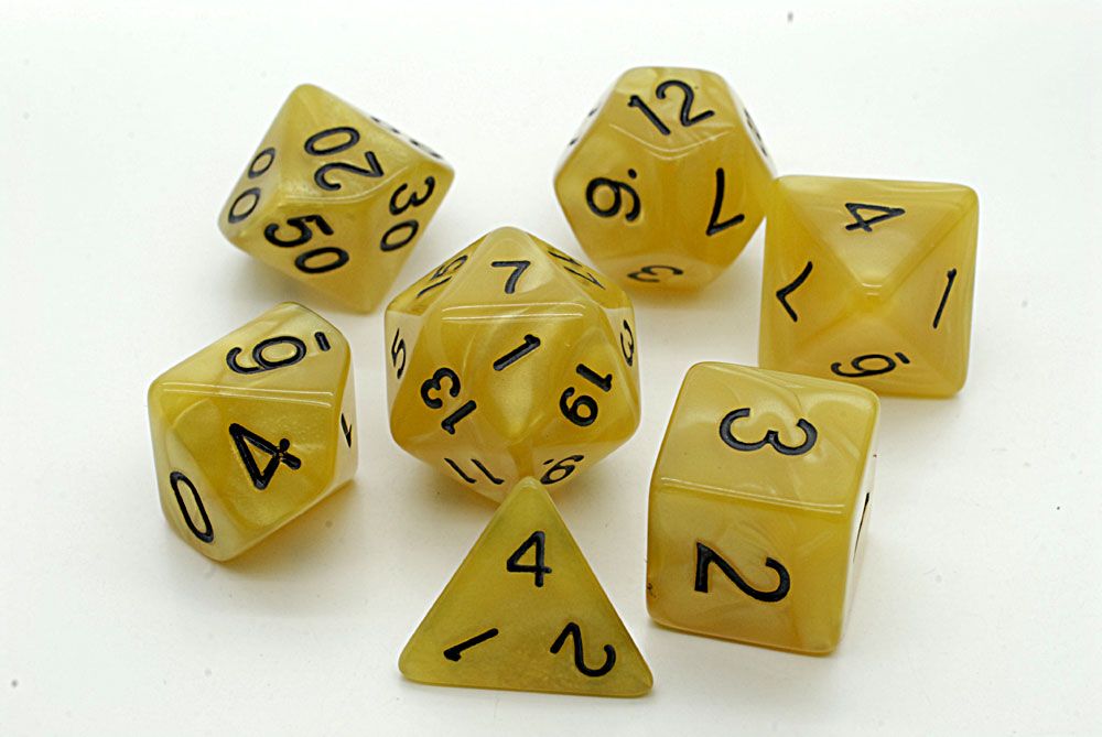 TLAMA games Sada 7 perleťových kostek pro RPG (9 barev) Barva: černá - obrázek 5