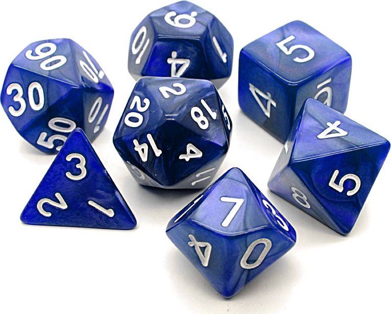 TLAMA games Sada 7 perleťových kostek pro RPG (9 barev) Barva: černá - obrázek 6