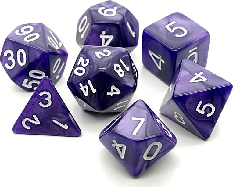 TLAMA games Sada 7 perleťových kostek pro RPG (9 barev) Barva: černá - obrázek 8