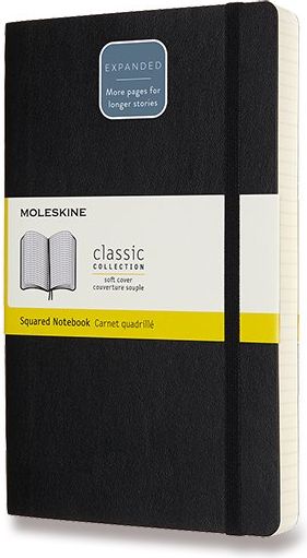 Moleskine Zápisník Expanded - měkké desky L, čtverečkovaný, černý A5, 200 listů - obrázek 1