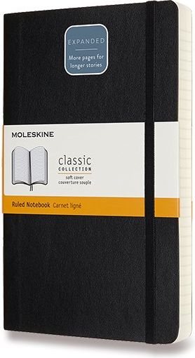 Moleskine Zápisník Expanded - měkké desky L, linkovaný, černý A5, 200 listů - obrázek 1