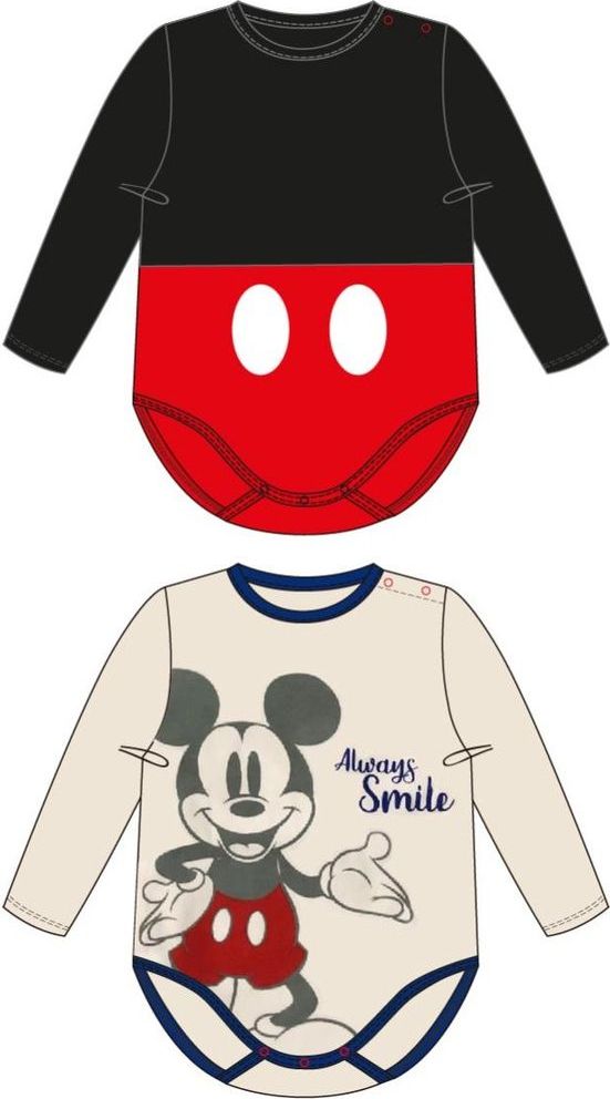 Disney dětské body 2pack MICKEY MOUSE 80, červená - obrázek 1