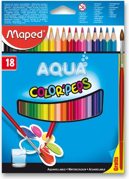 Maped Pastelky Color'Peps 6012 Aqua 18 ks + štětec - obrázek 1