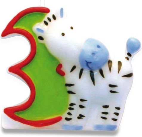 Amscan Dortová číslová svíčka "3", zebra, 5 cm - obrázek 1