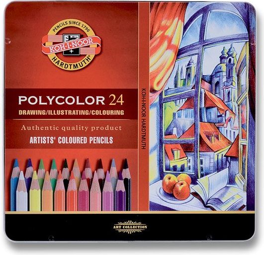 Koh-i-noor Umělecké pastelky Polycolor 3824 plechová krabička, 24 ks - obrázek 1