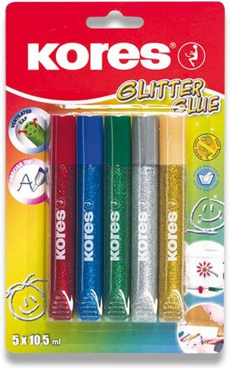 Kores Dekorační lepidlo Glitter Glue 5 x 10,5 ml, metalické barvy - obrázek 1