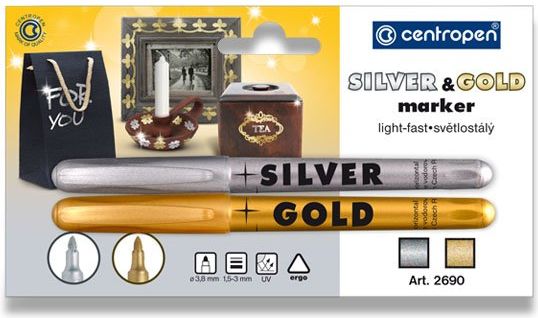 Centropen Sada popisovačů 2690 Gold & Silver zlatý a štříbrný - obrázek 1