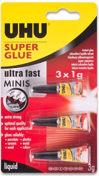 Uhu Vteřinové lepidlo Super Glue Mini 3×1 g - obrázek 1