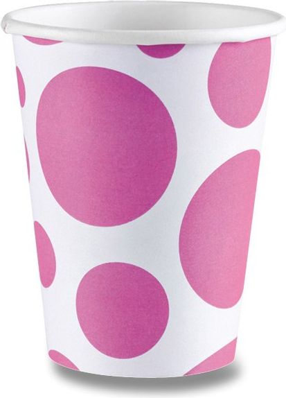 Amscan Papírové kelímky Solid Color Dots růžové - obrázek 1