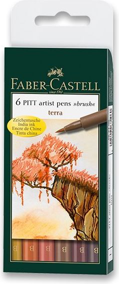 Faber-Castell Popisovač Pitt Artist Pen Brush 6 ks, odstíny země 6710 - obrázek 1