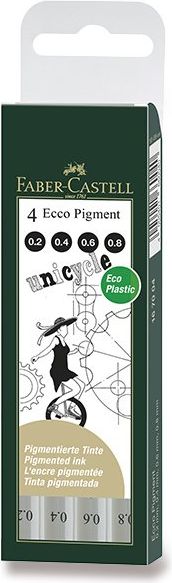 Faber-Castell Popisovač Ecco Pigment sada 4 ks, černé 6700 - obrázek 1