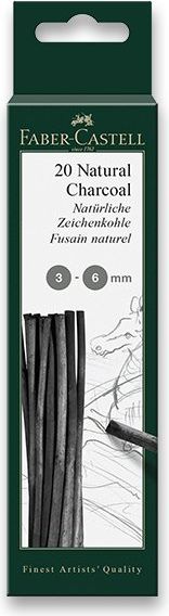 Faber-Castell Přírodní uhel Pitt Monochrome 3-6 mm, 20 kusů 129198 - obrázek 1