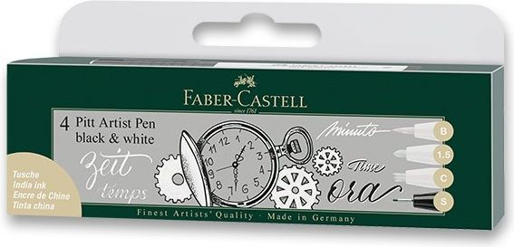 Faber-Castell Popisovač Pitt Artist Pen 4 kusy, black & white 6715 - obrázek 1