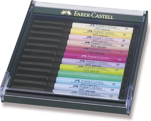 Faber-Castell Popisovače Pitt Artist Pen Brush 12 ks, pastelové barvy 6742 - obrázek 1