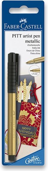 Faber-Castell Popisovač Pitt Artist Pen Metallic blistr, zlatý 6739 - obrázek 1