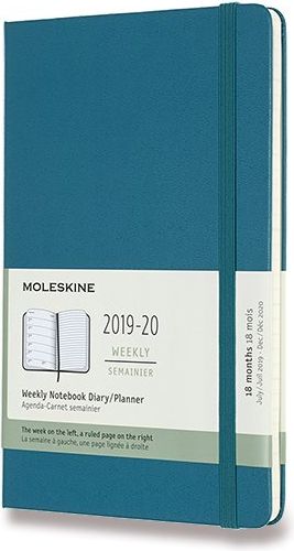 Moleskine 18měsíční diář 2019-20 - tvrdé desky tyrkysový týdenní A5 - obrázek 1