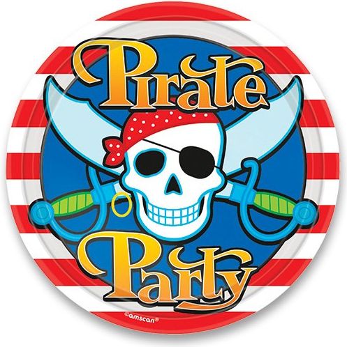 Amscan Papírové talířky Pirate Party průměr 23 cm, 8 ks - obrázek 1