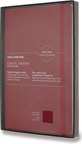 Moleskine Zápisník kožený - tvrdé desky L, linkovaný, červený A5, 88 listů - obrázek 1