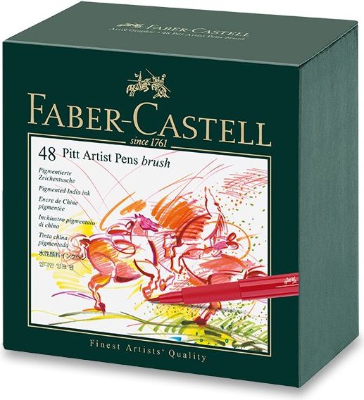 Faber-Castell Popisovač Pitt Artist Pen Brush studio box, 48 ks 6714 - obrázek 1