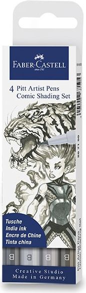 Faber-Castell Popisovač Pitt Artist Pen Comic šedé, 4 ks 6719 - obrázek 1
