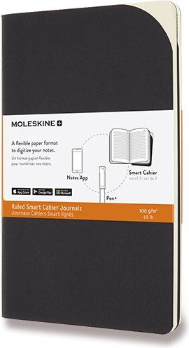 Moleskine Sešity Smart - měkké desky L, linkované, 2 ks, černé A5, 40 listů linkovaný - obrázek 1