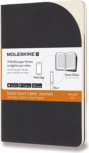 Moleskine Sešity Smart - měkké desky S, linkované, 2 ks, černé A6, 40 listů linkovaný - obrázek 1