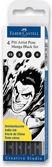 Faber-Castell Popisovač Pitt Artist Pen Manga 4 kusy, černé 6713 - obrázek 1