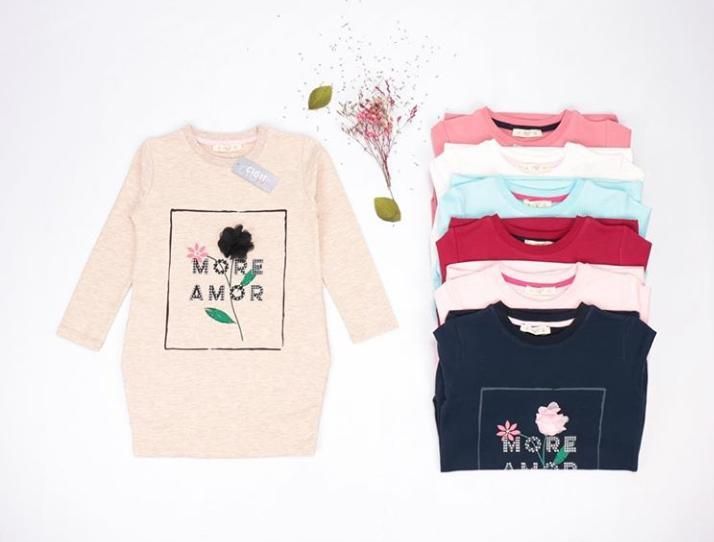 Cigit Kids Dlouhá mikina More Amor s potiskem - 5-6let/110-116/Bordová - obrázek 1