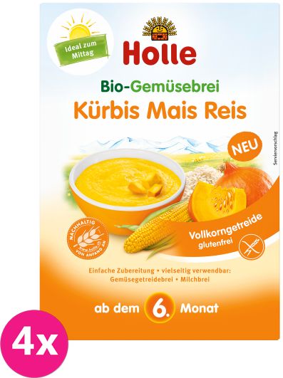 4x HOLLE Organická zeleninová kaše dýně kukuřice rýže - 250 g - obrázek 1