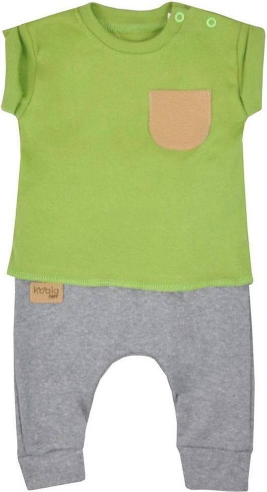 KOALA Kojenecké tepláčky a tričko Koala Summer Boy šedo-zelené - Kojenecké tepláčky a tričko Koala Summer Boy šedo-zelené - obrázek 1