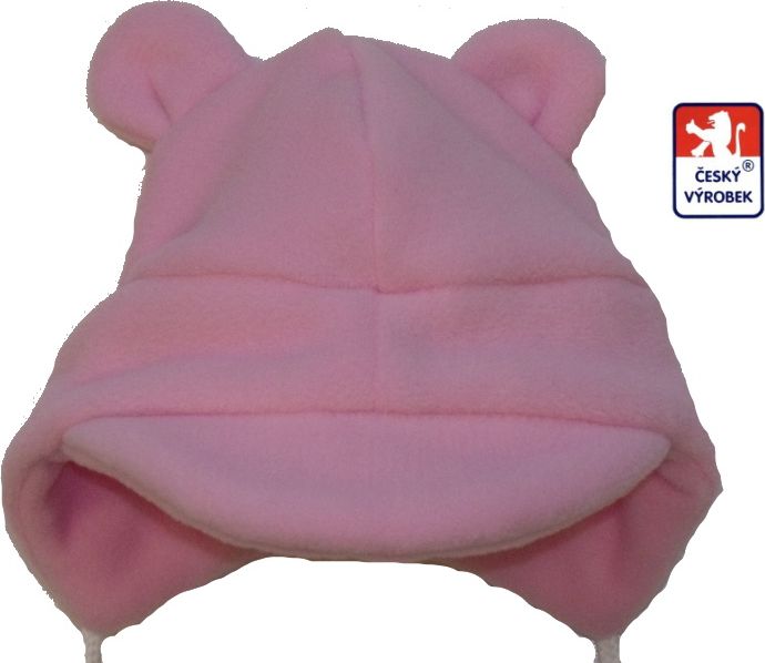 Dětská zimní čepička, Baby Fleece s ouškama, růžová vel.0 - obrázek 1