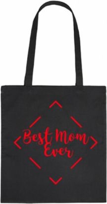 Bavlněná taška pro mámy Best Mom Ever - černá - obrázek 1