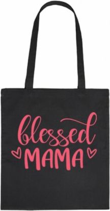 Bavlněná taška pro mámy Blessed Mama - černá - obrázek 1