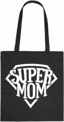 Bavlněná taška pro mámy Super Mom - černá - obrázek 1