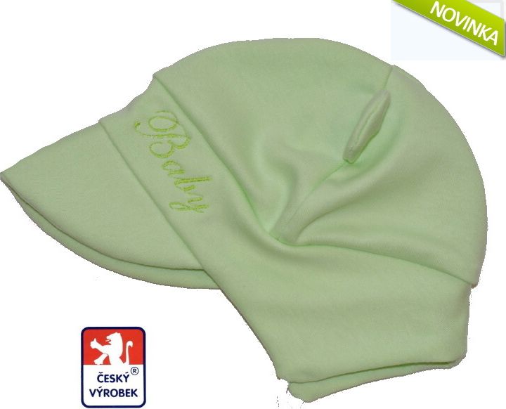 Dětská bavlněná čepička, zavazovací Baby, zelená vel.5 - obrázek 1