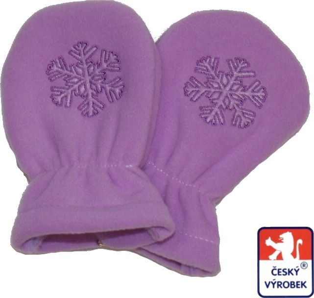 Dětské/kojenecké rukavičky s vločkou fleece, fialové vel.1 - obrázek 1