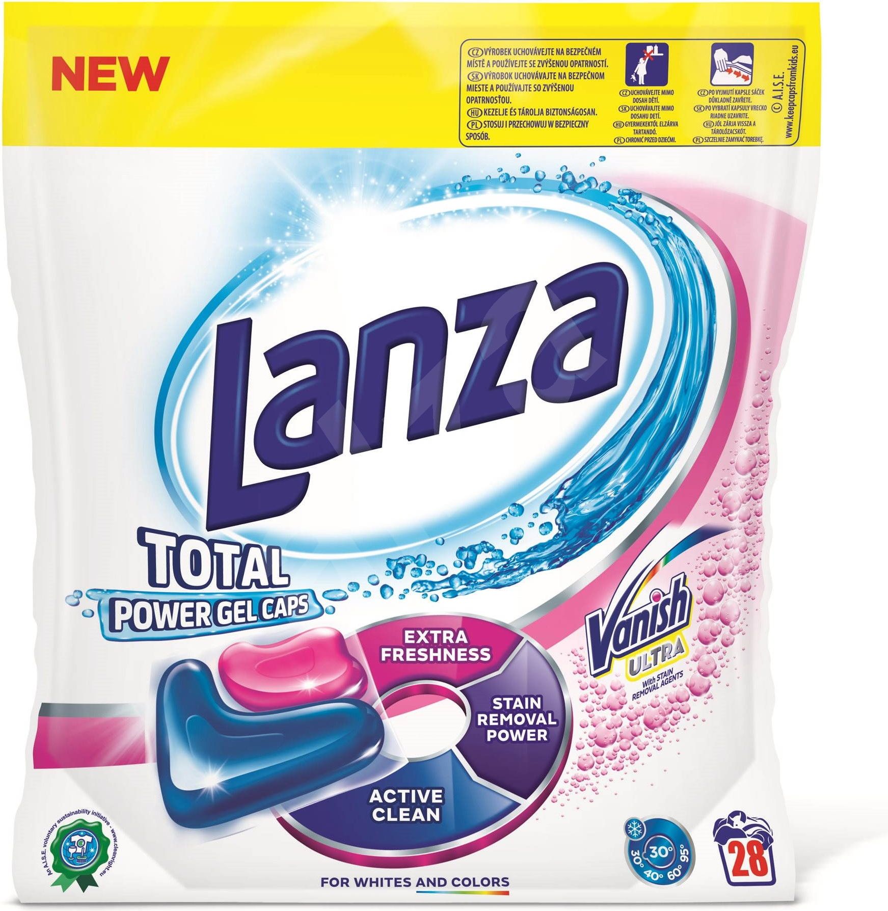 LANZA Total Power na barevné prádlo 28 ks – gelové kapsle na praní - obrázek 1