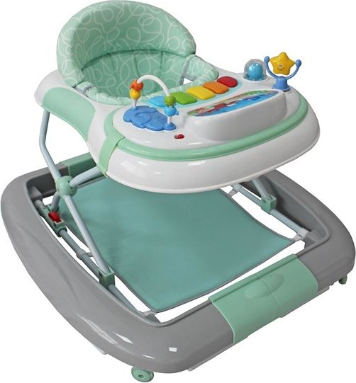 BABY MIX | Nezařazeno | Dětské chodítko s houpačkou a silikonovými kolečky Baby Mix Grey Mint | Multicolor |