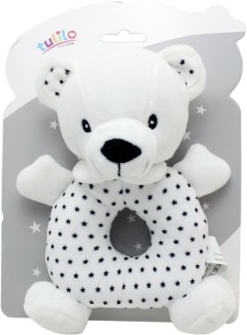 Plyšová hračka Tulilo s chrastítkem Medvídek, 18 cm - black&white, K19 - obrázek 1