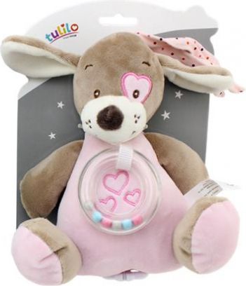Tulilo Závěsná plyšová hračka s melodií Pejsek, 18 cm - růžový, K19 - obrázek 1