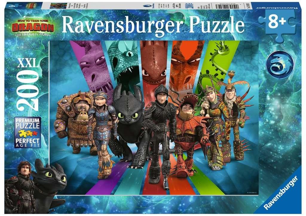 RAVENSBURGER Puzzle Jak vycvičit draka 3: Dračí jezdci XXL 200 dílků - obrázek 1