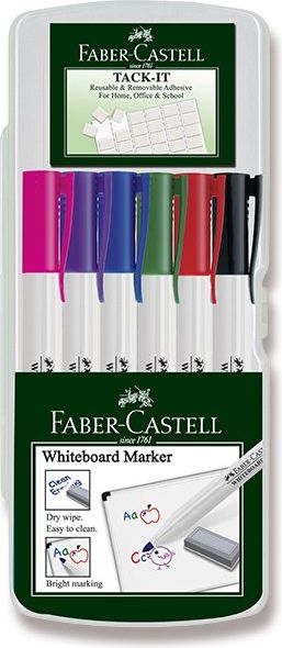Faber-Castell Popisovač Slim Whiteboard Marker 6 ks, standardní barvy 5607 - obrázek 1