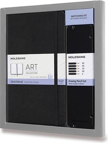 Moleskine Skicář - tvrdé desky L, dárková sada s grafitovými tužkami 1331/1717100 A5, 52 listů čistý - obrázek 1