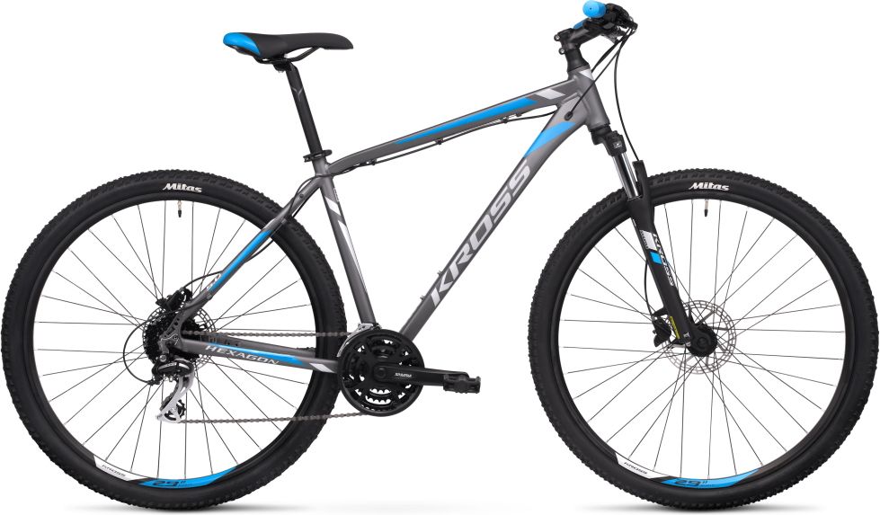 Kross Hexagon 5.0 29" - model 2020 grafitová/stříbrná/modrá - S (17'') - obrázek 1