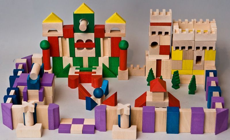 EkoToys Dřevěné kostky barevné 200 ks XL - obrázek 3