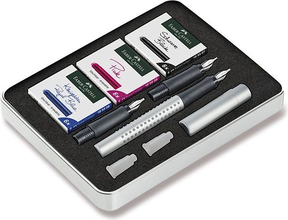 Faber-Castell Kaligrafické plnicí pero Grip 2011 sada, stříbrná 0021/2016290 - obrázek 1
