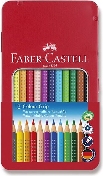 Faber-Castell Pastelky Grip 2001 plechová krabička, 12 ks - obrázek 1
